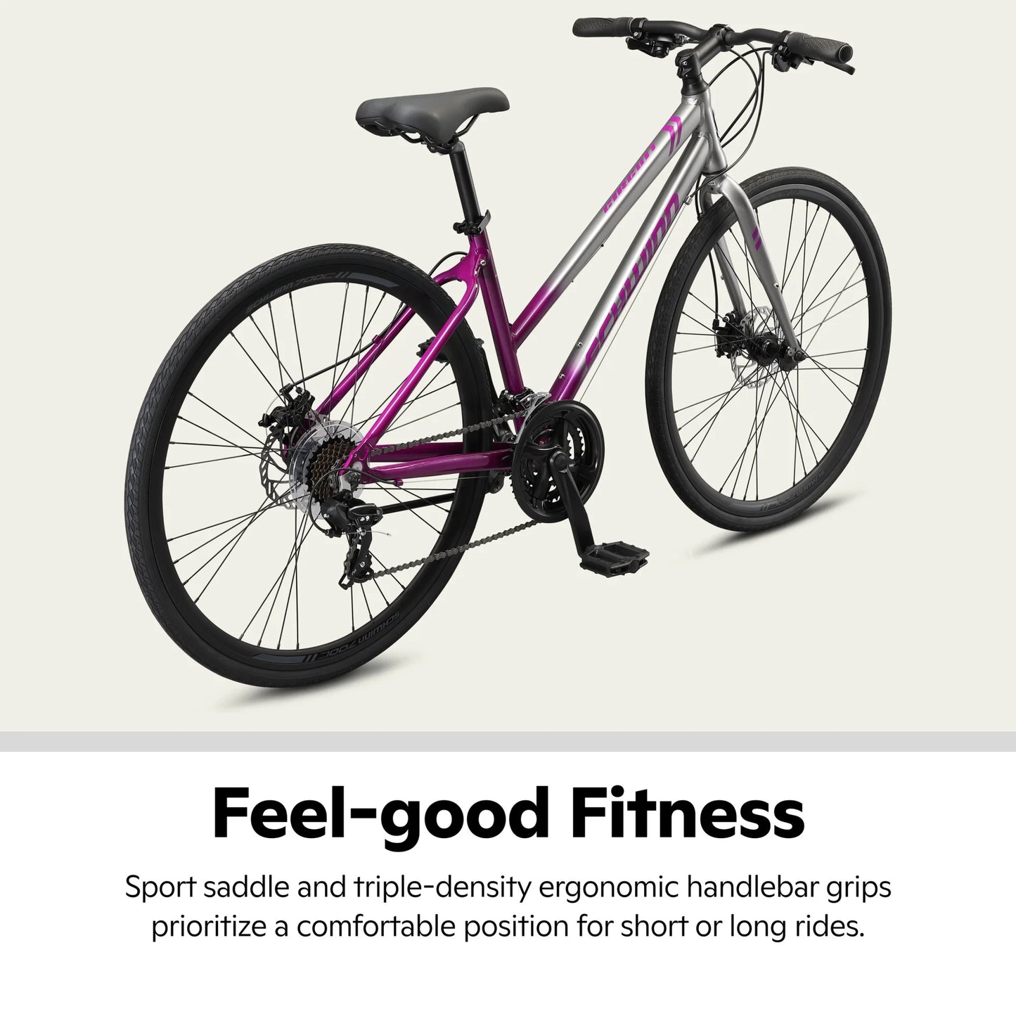 Schwinn Circuit Hybrid Fitness Bike, 700c Wheel, 21 Speeds, Gray / Purple