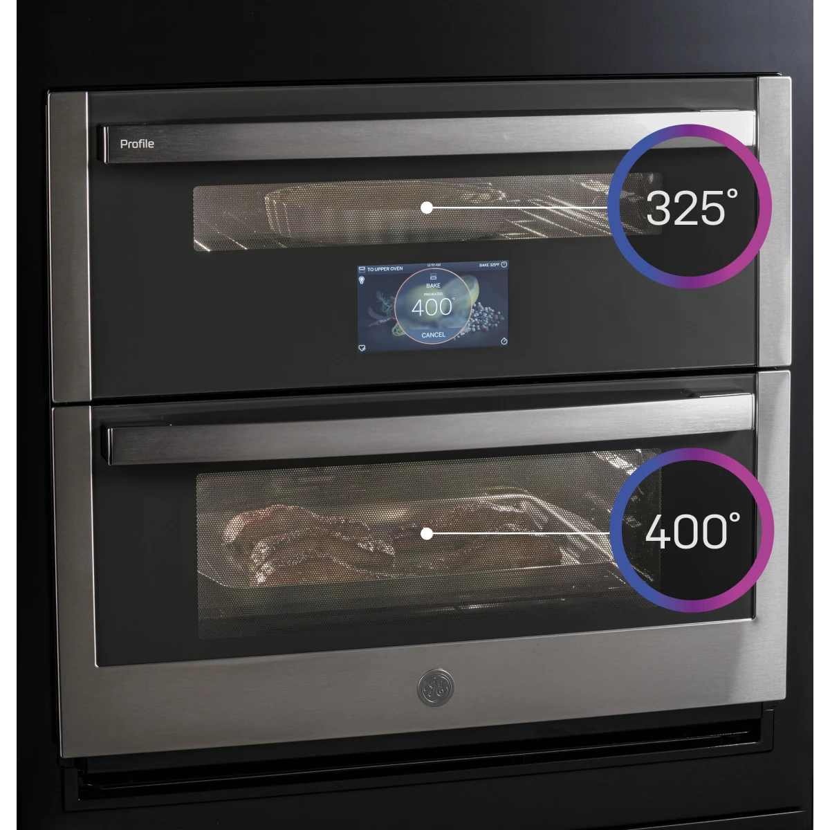 GE Profile - PTS9200SNSS - 30 Inch Double Smart Wall Oven with Twin Flex 5.0 Cu. Ft. Capacity, True European Convection with Precise Air, Self-Clean with Steam Clean Option, Smart Connectivity, Proof Mode, Temperature Probe, and Star-K Certified