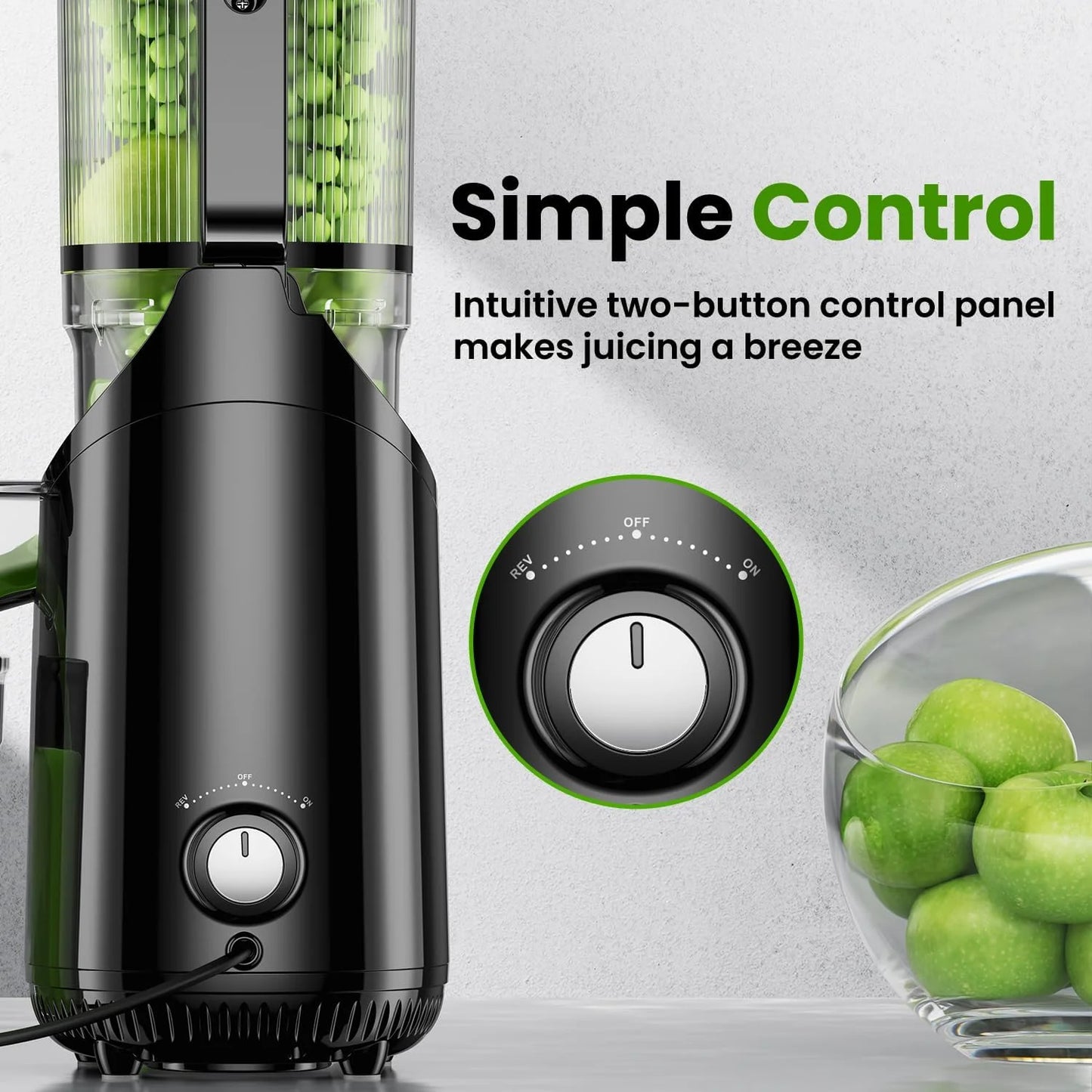 Cold Press Juicer, Amumu Slow Masticating Machines With 5.3" Extra Large Feed