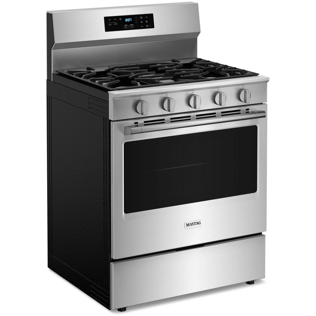 Maytag - MFGS6030RZ - 30 Inch Freestanding Gas Range with 5 Sealed Burners, 5.0 cu. ft. Air Powered Convection Oven, Power™ Burner, Storage Drawer, Air Baking, No Preheat Air Fry, and Self Clean: Fingerprint Resistant Stainless Steel