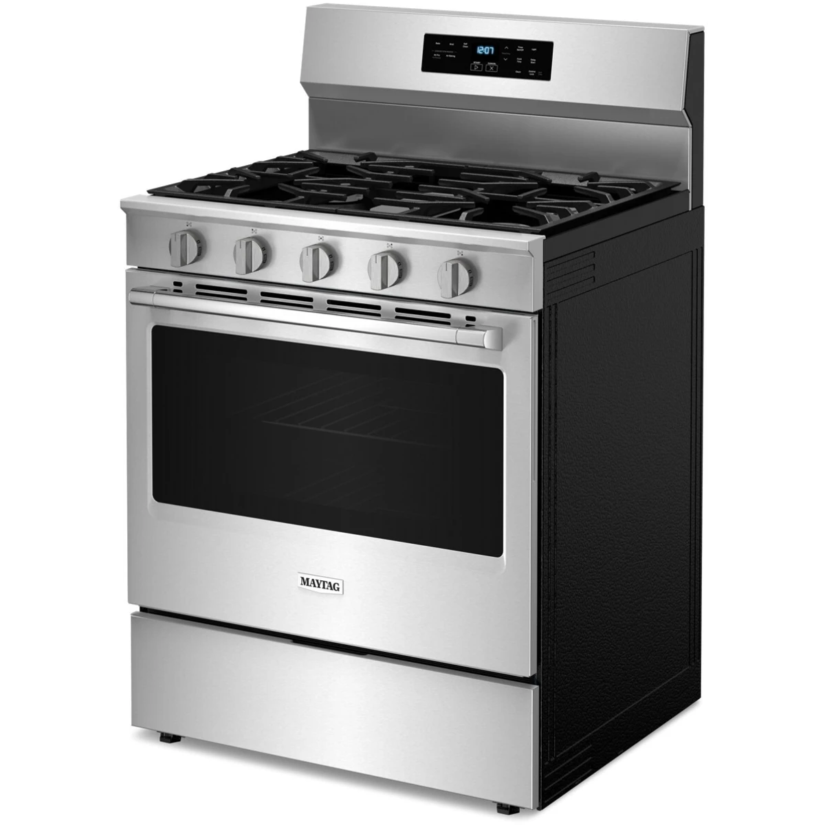 Maytag - MFGS6030RZ - 30 Inch Freestanding Gas Range with 5 Sealed Burners, 5.0 cu. ft. Air Powered Convection Oven, Power™ Burner, Storage Drawer, Air Baking, No Preheat Air Fry, and Self Clean: Fingerprint Resistant Stainless Steel