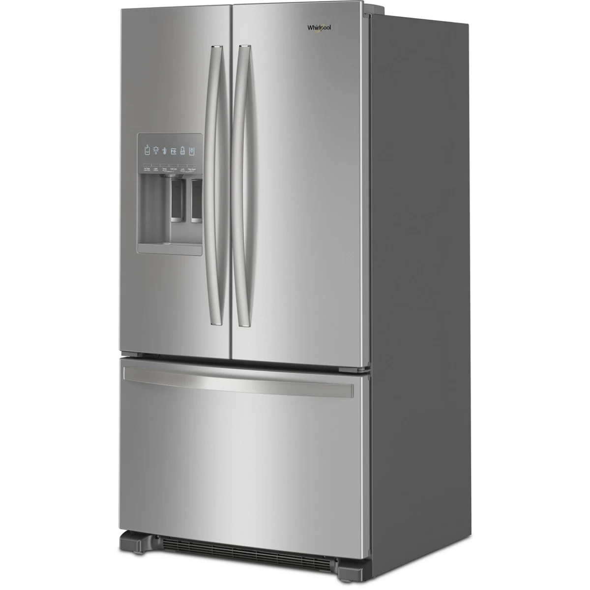 Whirlpool - WRFF3436RZ - 36 Inch Freestanding French Door Refrigerator with 24.7 Cu. Ft. Capacity, 5 Glass Shelves, Gallon Door Bins, Deli Drawer, External Ice/Water Dispenser, Auto Icemaker, and ENERGY STAR®: Stainless Steel