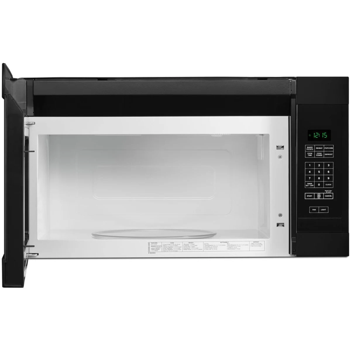 Amana - AMV2307PFB - 30 Inch Over the Range Microwave with Auto Defrost, 2 Speed Fan, 300 CFM, 1.6 cu. ft. Capacity, Add 30 Seconds Feature, 12 Inch Turntable and Cooktop Surface Light: Black
