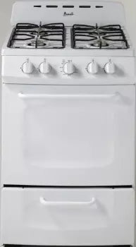 Avanti - GRO24P0W - 24 Inch Freestanding Gas Range with 2.5 cu. ft. Capacity, 4 Open Burners, Push and Turn Controls, Broiler Drawer and Backsplash