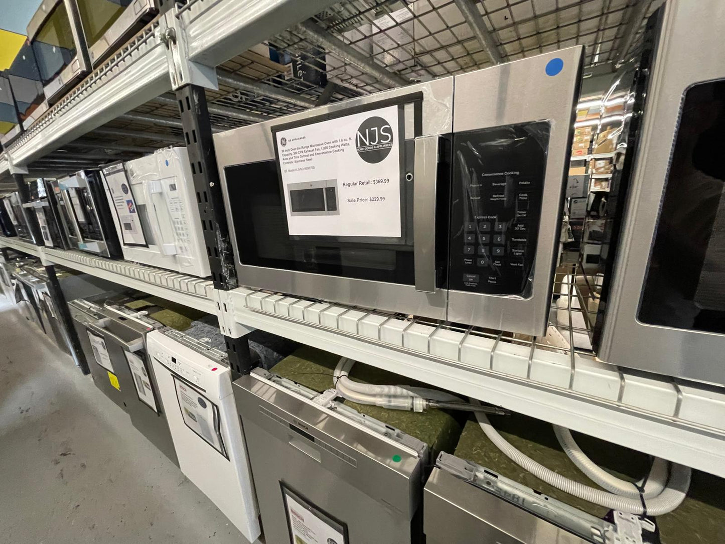 GE - JVM3160RFSS - 30 Inch Over-the-Range Microwave Oven with 1.6 cu. ft. Capacity, 300 CFM Exhaust Fan, 1,000 Cooking Watts, Auto and Time Defrost and Convenience Cooking Controls: Stainless Steel