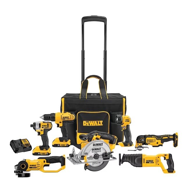 Dewalt 7 Tool 20 Volt Max Power Tool Combo Kit with Rolling Case - DCKSS721D2