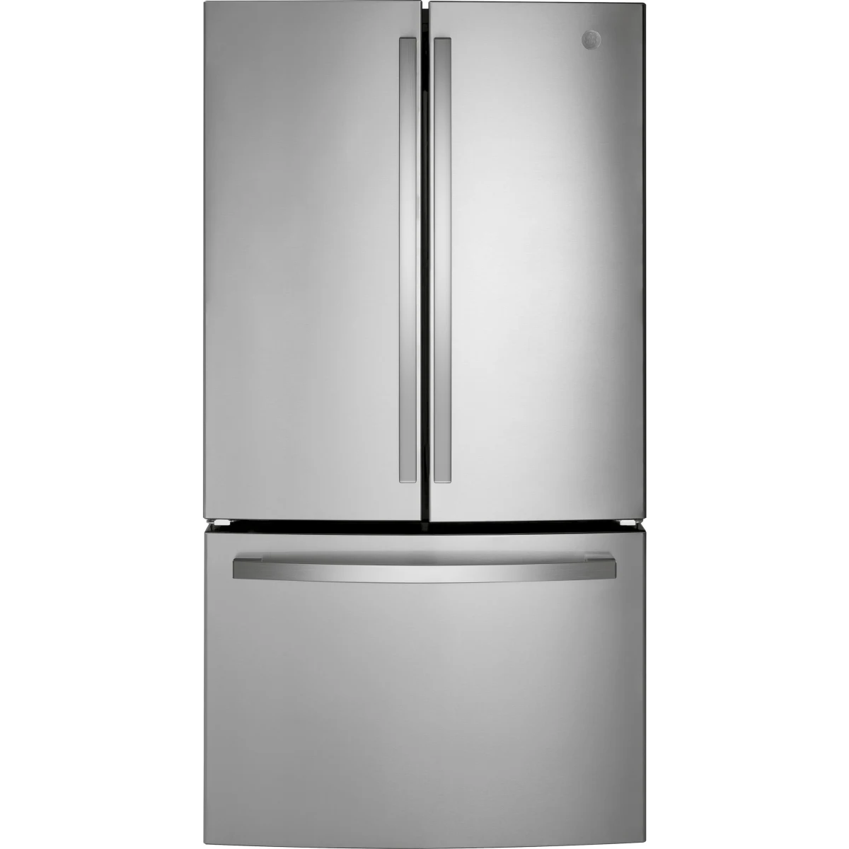 GE - GWE22JYMFS - 36 Inch Counter-Depth French Door Refrigerator with 21.9 Cu. Ft. Capacity, Spill Proof Glass Shelves, Deli Drawer, Humidity-Controlled Crispers, Door Alarm, Internal Water Dispenser, Enhanced Shabbos Mode