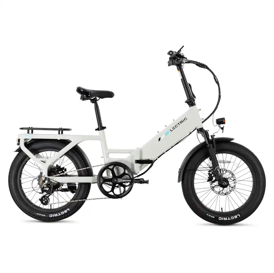 Lectric eBikes - XP4 Step-Thru Foldable eBike (Max 50mi/28mph) + LevelUp Rack - Stratus White Model: 401-01372-W001