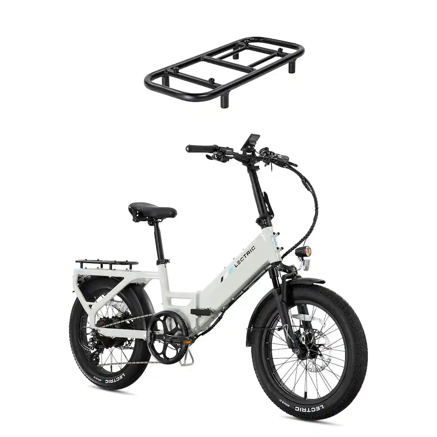 Lectric eBikes - XP4 Step-Thru Foldable eBike (Max 50mi/28mph) + LevelUp Rack - Stratus White Model: 401-01372-W001