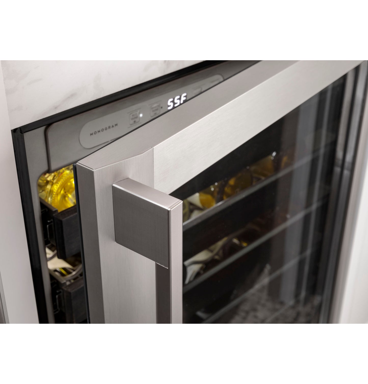 Monogram - ZDWR240NBS - 24 Inch Wine Reserve with 57 Bottle Capacity, Full-Extension Racks, Tempered Glass Door, Soft LED Lighting, Digital Touch Controls, Reversible Door Swing and Star-K Certified