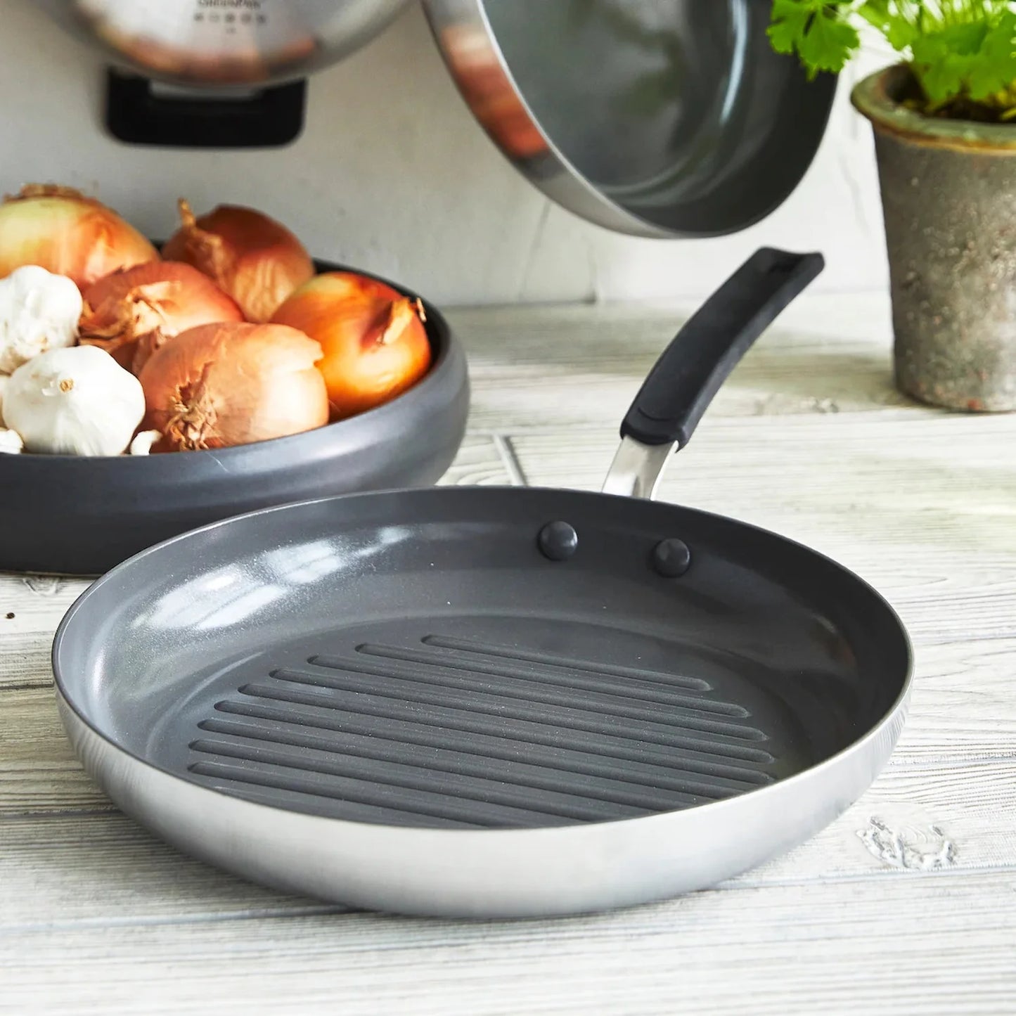 GreenPan - Levels Stainless Steel Stackable Ceramic Nonstick 6-Piece Cookware Set
