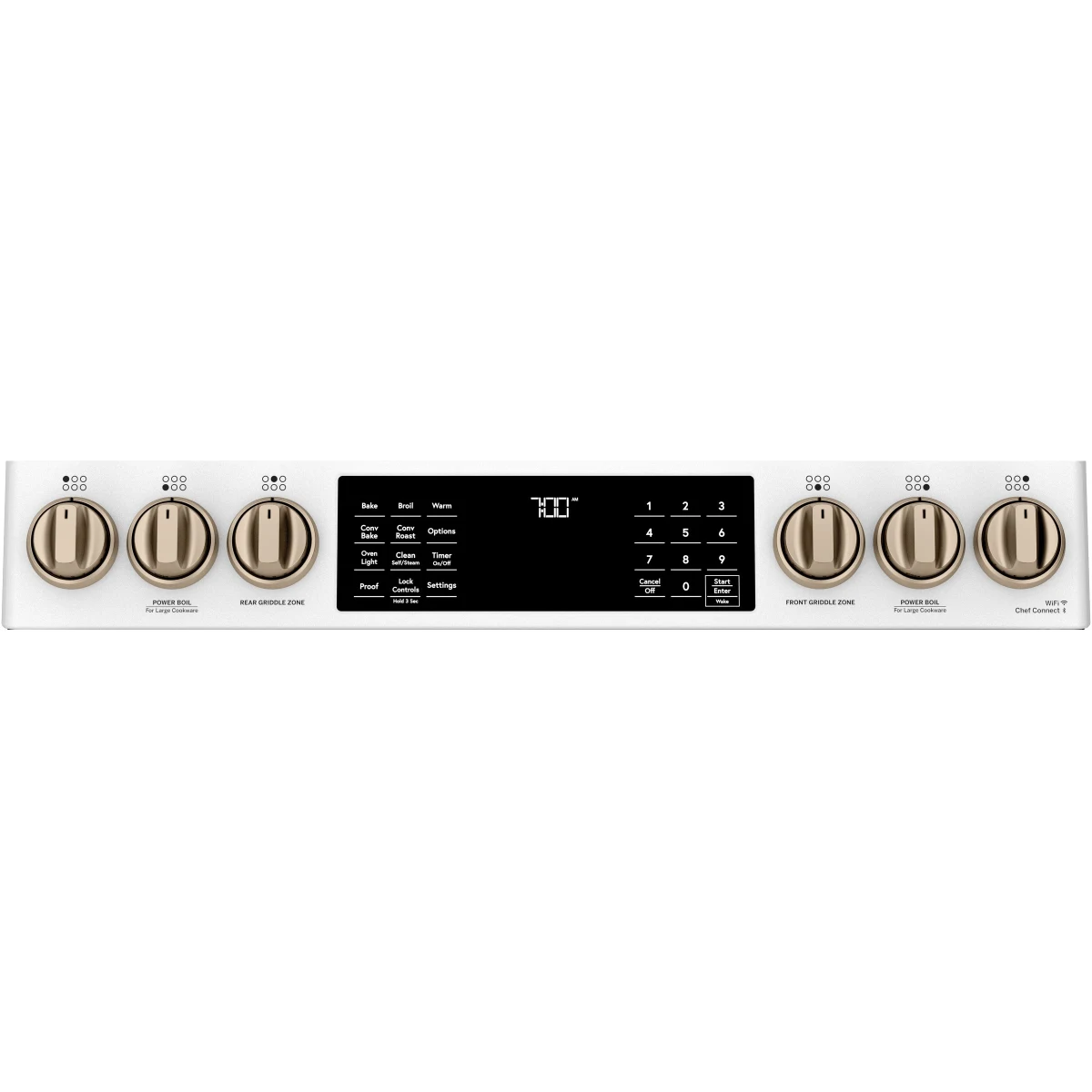 Cafe - CGS700P4MW2 - 30 Inch Slide-In Gas Smart Range with 6 Sealed Burners, 5.6 Cu. Ft. Oven Capacity, Storage Drawer, Continuous Grates, Self-Clean, Steam Clean Option, Air Fry, Chef Connect, 21K Triple Ring Burner, Enhanced Shabbos Mode Capable