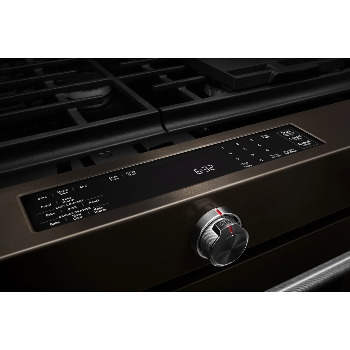 KitchenAid - KSGG700EBS - 30 Inch Slide-In Gas Range with 5 Sealed Burners, 5.8 cu ft. Even-Heat™ True Convection Oven, 17,000 BTU Burner, Storage Drawer, Steam Rack, AquaLift® Steam Clean, ADA Compliant and Sabbath Mode