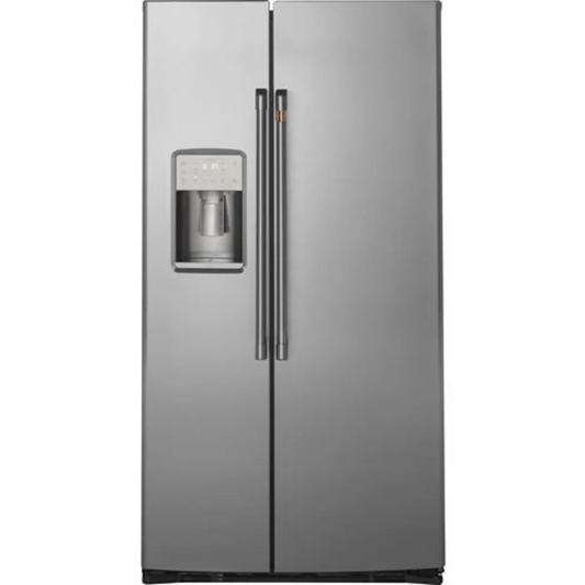 Cafe - CZS22MP2NS1 - 36 Inch Counter Depth Freestanding Side by Side Refrigerator with 21.9 Cu. Ft. Total Capacity, Quick Ice Setting, Turbo Cool Setting, Ice Maker, External Ice/Water Dispenser, Advanced Water Filtration System, CSA, and UL Listed