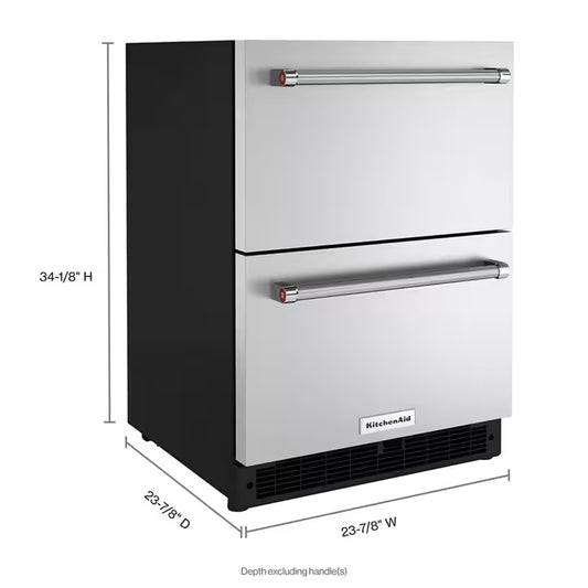 KitchenAid - KUDR204K8B00 - 24" Stainless Steel Undercounter Double-Drawer Refrigerator