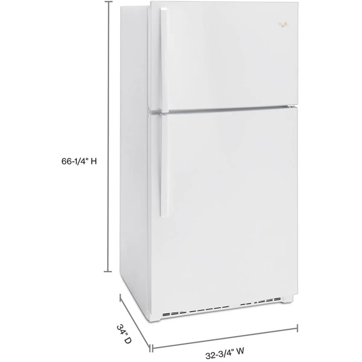 Whirlpool - WRT541SZDW - 33 Inch Top Freezer Refrigerator with 21 Cu. Ft. Total Capacity, Frameless Shelves, Flexi-Slide Bin, Humidity-Controlled Crisper, Gallon Door Storage, LED Lighting, EZ Connect Ice Maker Kit Compatible