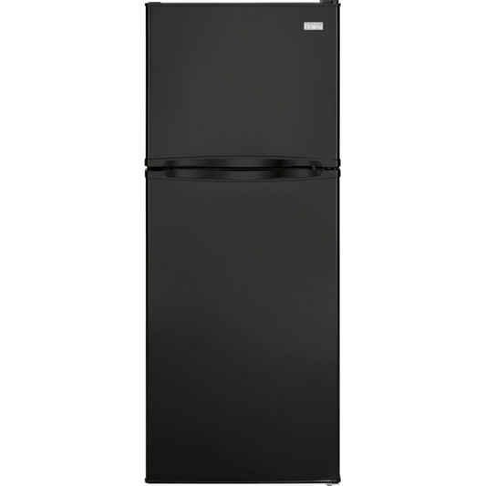 Haier - HA10TG21SB - 24 Inch Counter-Depth Top Freezer Refrigerator with 9.8 Cu.Ft. Total Capacity, 2 Spill Proof Glass Shelves, Humidity Controlled Crisper, LED Interior Lighting, 3 Door Bins, 1 Freezer Shelf,