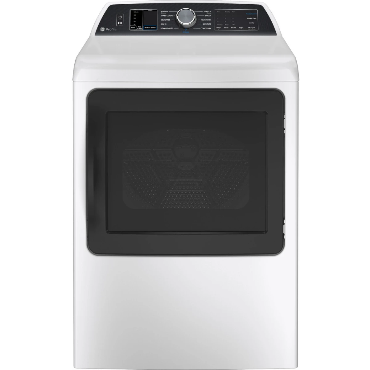 GE Profile - PTD70GBSTWS - 27 Inch Gas Smart Dryer with 7.4 Cu. Ft. Capacity, Tangle Control, Steam Cycle, Sanitize Cycle, My Cycle, Quick Dry, Sensor Dry, Eco Dry, and Energy Star Qualified: White