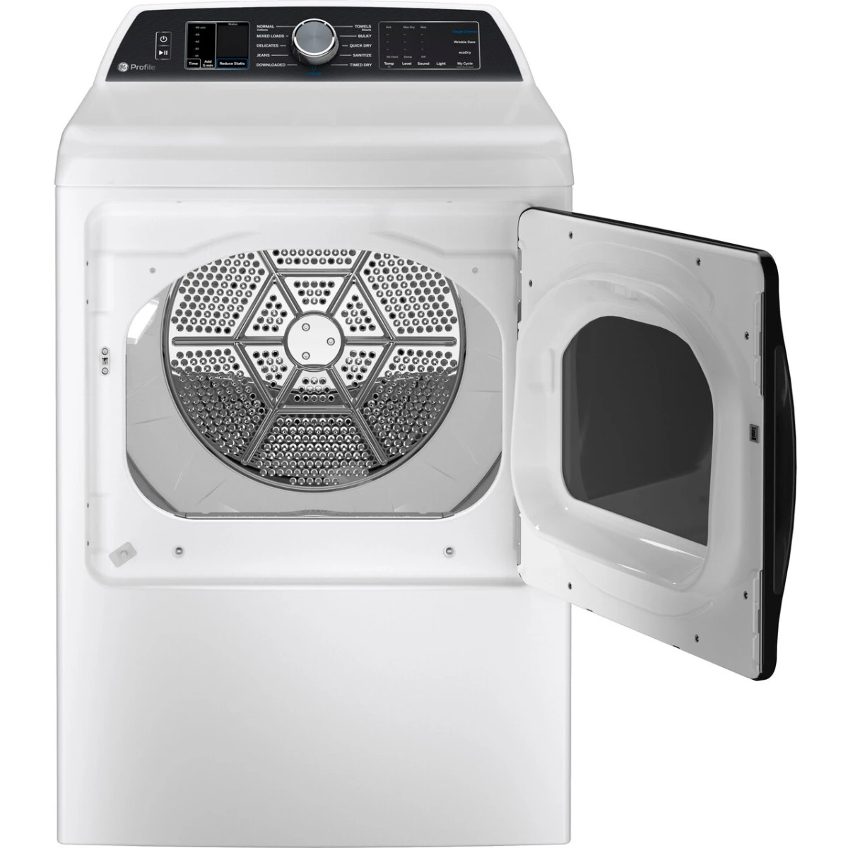 GE Profile - PTD70GBSTWS - 27 Inch Gas Smart Dryer with 7.4 Cu. Ft. Capacity, Tangle Control, Steam Cycle, Sanitize Cycle, My Cycle, Quick Dry, Sensor Dry, Eco Dry, and Energy Star Qualified: White