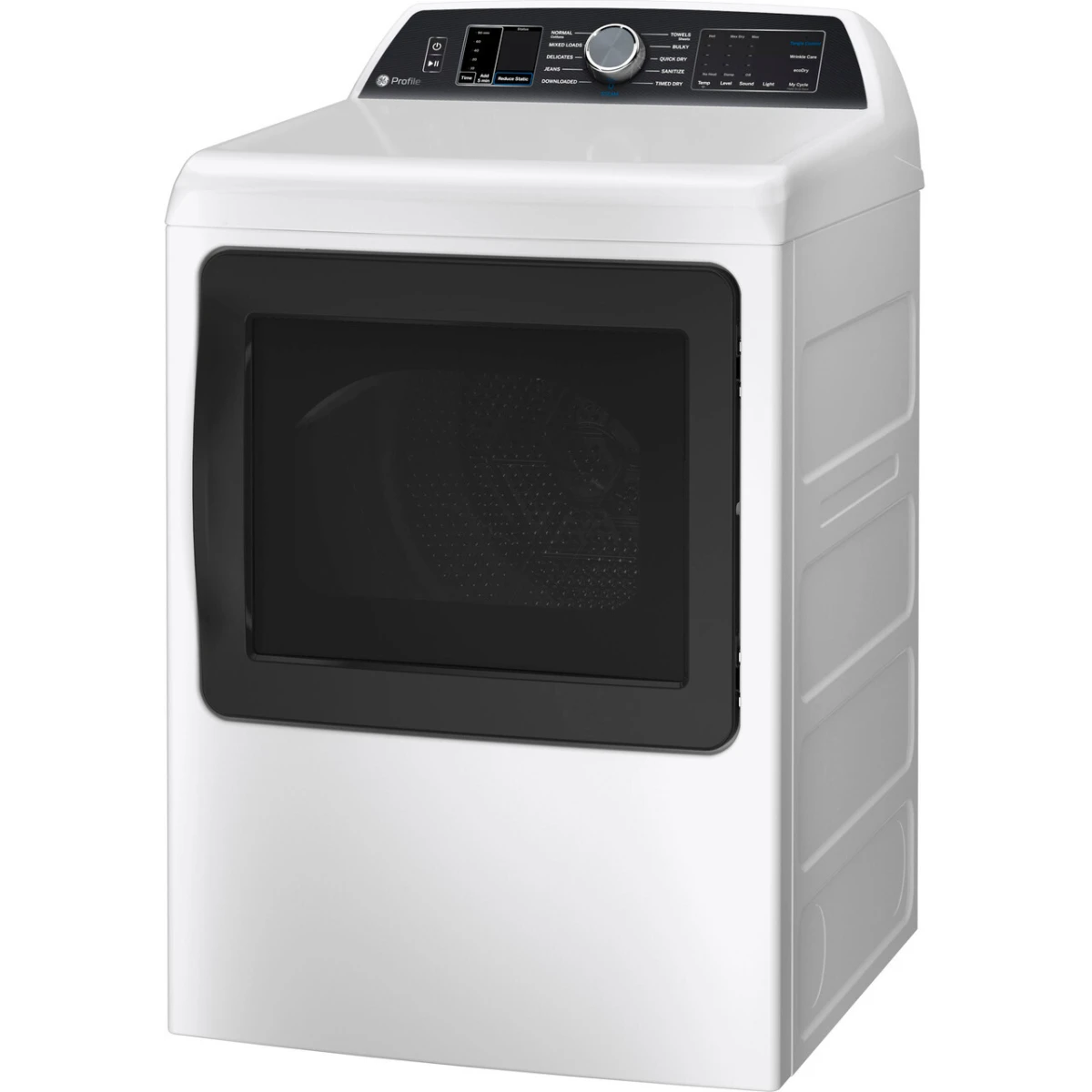 GE Profile - PTD70GBSTWS - 27 Inch Gas Smart Dryer with 7.4 Cu. Ft. Capacity, Tangle Control, Steam Cycle, Sanitize Cycle, My Cycle, Quick Dry, Sensor Dry, Eco Dry, and Energy Star Qualified: White