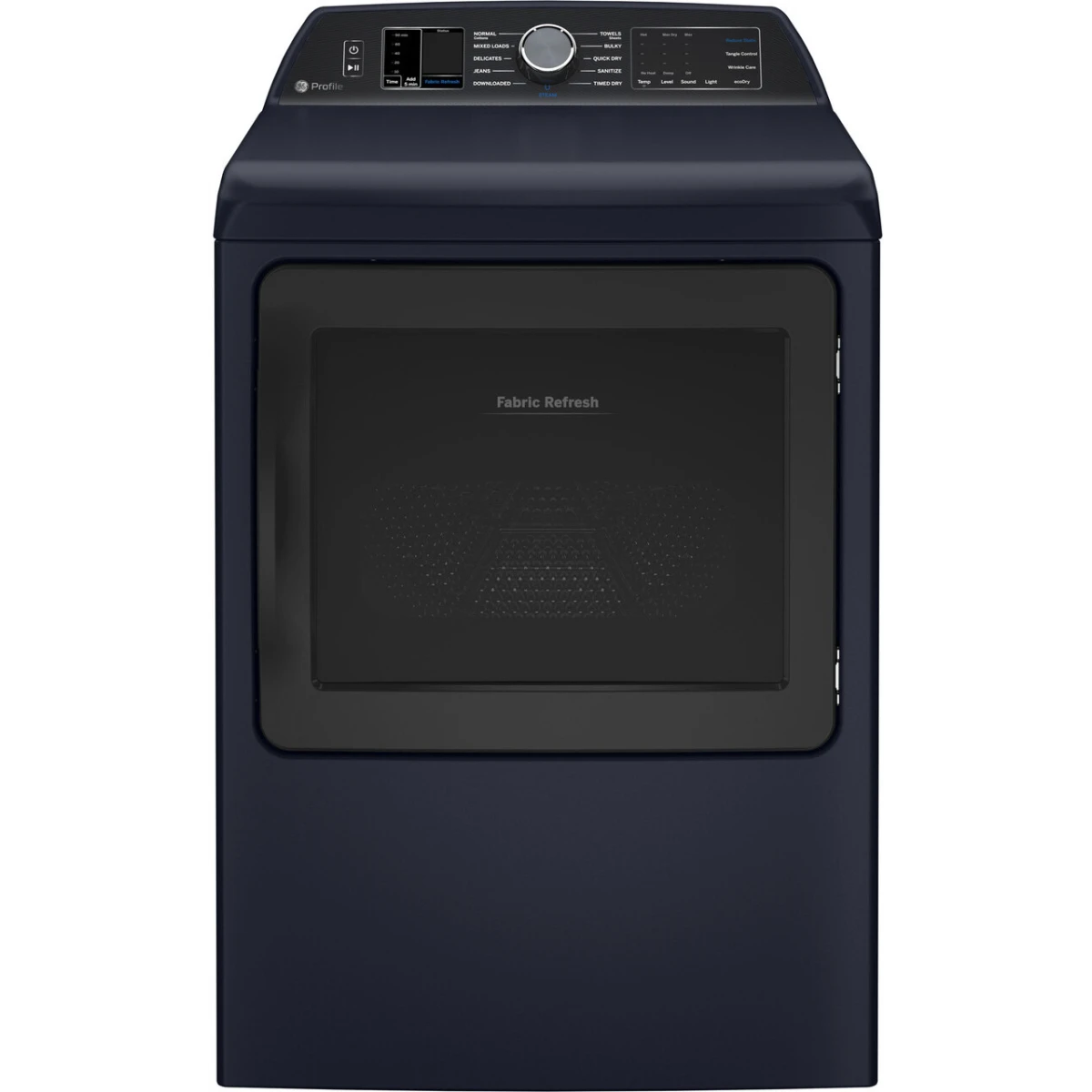 GE Profile - PTD90GBPTRS - 27 Inch Gas Smart Dryer with 7.3 Cu. Ft. Capacity, Fabric Refresh, Tangle Control, Steam Cycle, Sanitize Cycle, Quick Dry, Sensor Dry, Eco Dry, and Energy Star Qualified: Sapphire Blue