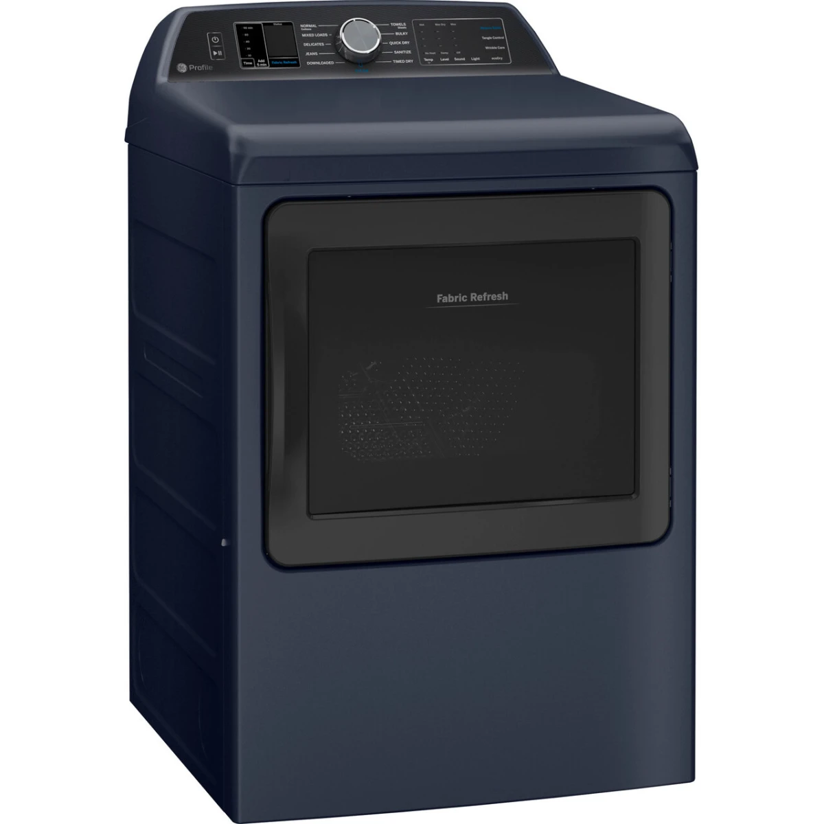 GE Profile - PTD90GBPTRS - 27 Inch Gas Smart Dryer with 7.3 Cu. Ft. Capacity, Fabric Refresh, Tangle Control, Steam Cycle, Sanitize Cycle, Quick Dry, Sensor Dry, Eco Dry, and Energy Star Qualified: Sapphire Blue