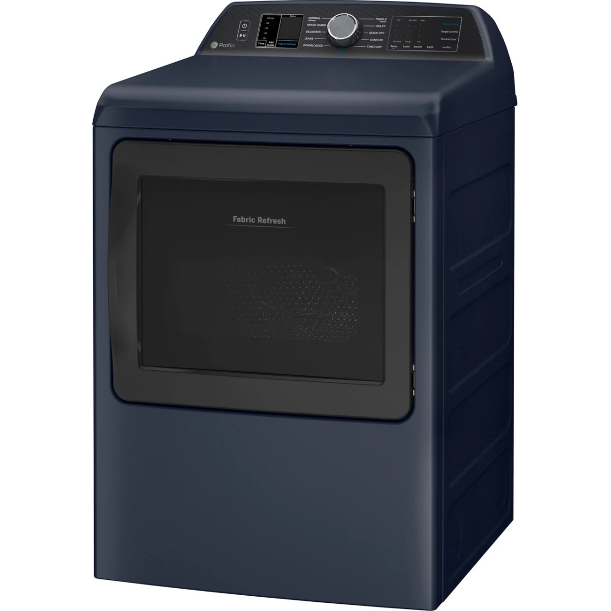 GE Profile - PTD90GBPTRS - 27 Inch Gas Smart Dryer with 7.3 Cu. Ft. Capacity, Fabric Refresh, Tangle Control, Steam Cycle, Sanitize Cycle, Quick Dry, Sensor Dry, Eco Dry, and Energy Star Qualified: Sapphire Blue
