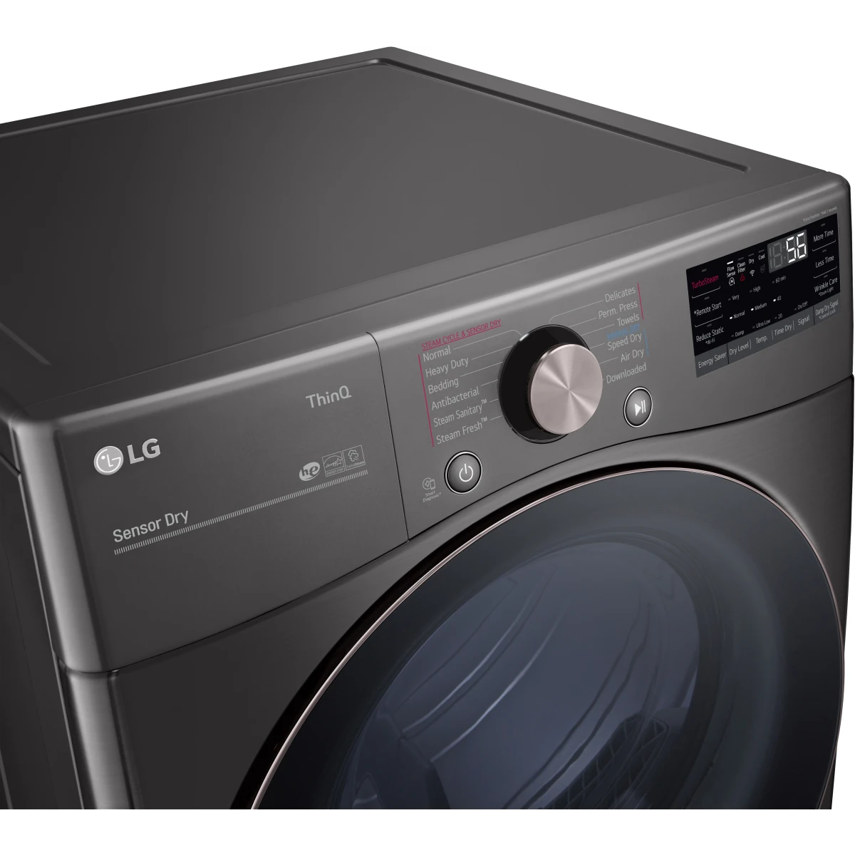LG - DLGX4001B - 27 Inch Gas Smart Dryer with 7.4 Cu. Ft. Capacity, 12 Dryer Programs, Sensor Dry, Steam, Wrinkle Care, Dial-A-Cycle™, SteamSanitary™ and Energy Star Certified: Black Steel