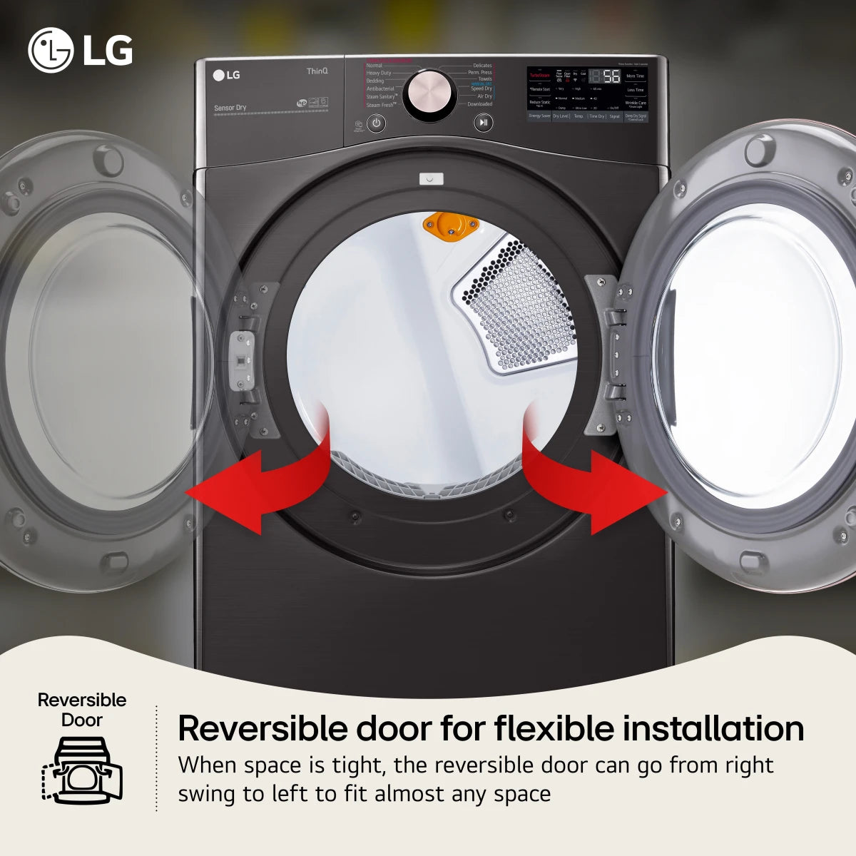 LG - DLGX4001B - 27 Inch Gas Smart Dryer with 7.4 Cu. Ft. Capacity, 12 Dryer Programs, Sensor Dry, Steam, Wrinkle Care, Dial-A-Cycle™, SteamSanitary™ and Energy Star Certified: Black Steel