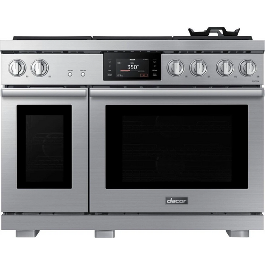 Dacor Transitional - DOP48T960GS - 48 Inch Freestanding Gas Smart Range with 6 Sealed Burners, 7.7 cu. ft. Total Capacity, Continuous Grates, Self-Clean, SimmerSear™ Burners, and Perma-Flame™