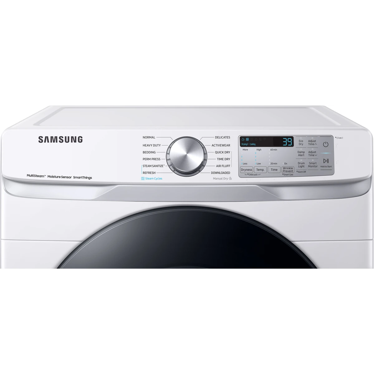 Samsung - DVG45B6300W - 27 Inch Smart Gas Dryer with 7.5 Cu.Ft. Capacity,21 Dryer Programs, 10 Dry Options, 5 Temperature Settings, Steam Sanitize+, Sensor Dry, and ADA Compliant: White