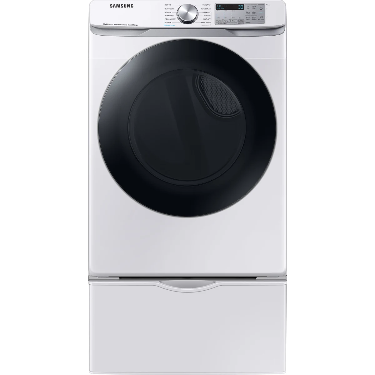 Samsung - DVG45B6300W - 27 Inch Smart Gas Dryer with 7.5 Cu.Ft. Capacity,21 Dryer Programs, 10 Dry Options, 5 Temperature Settings, Steam Sanitize+, Sensor Dry, and ADA Compliant: White