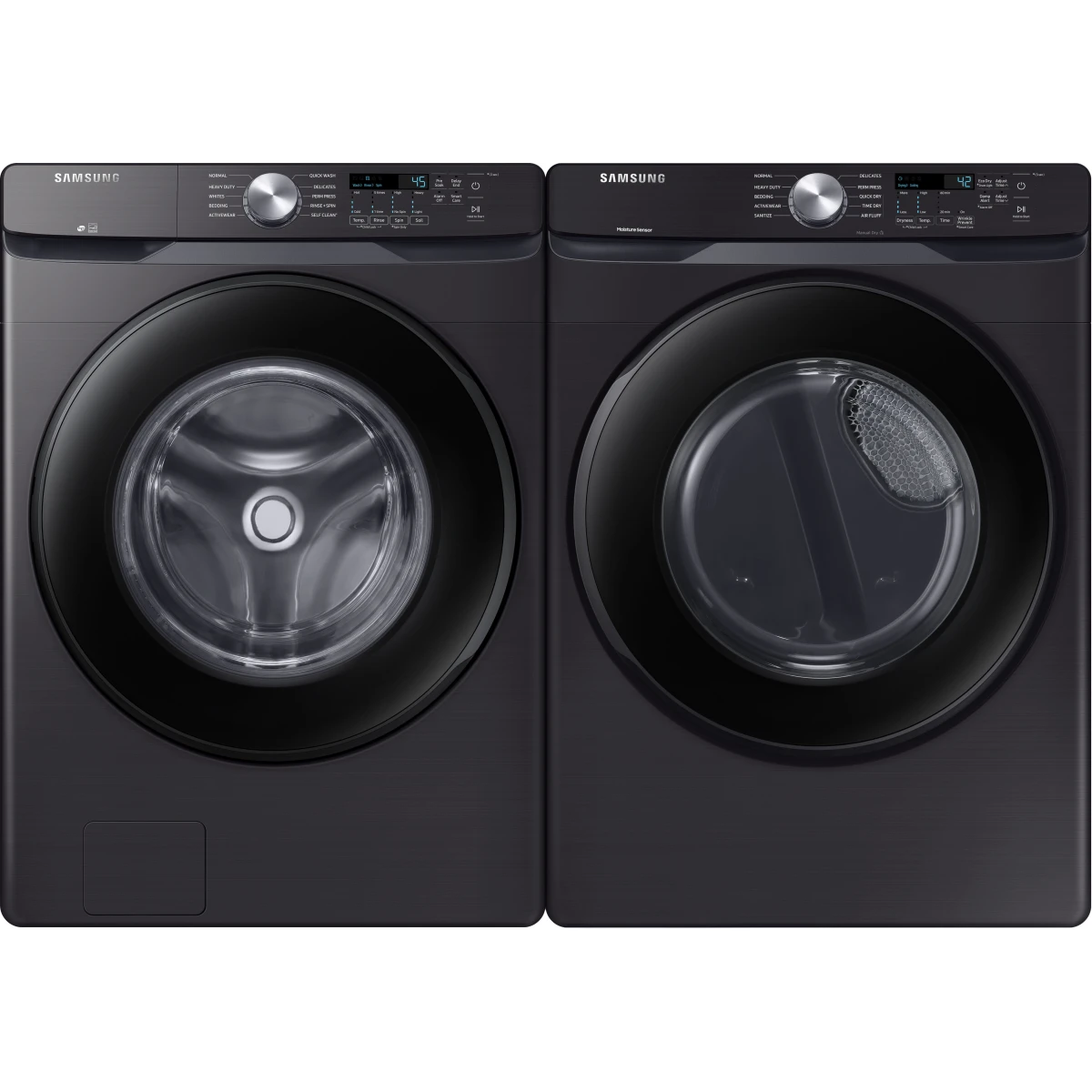 Samsung - WF45T6000AV - 27 Inch Front Load Washer with 4.5 Cu. Ft. Capacity, 10 Wash Cycles, VRT Plus™ Technology, Smart Care, Quick Wash, Self Clean, ADA Compliant, and ENERGY STAR® Certified: Brushed Black