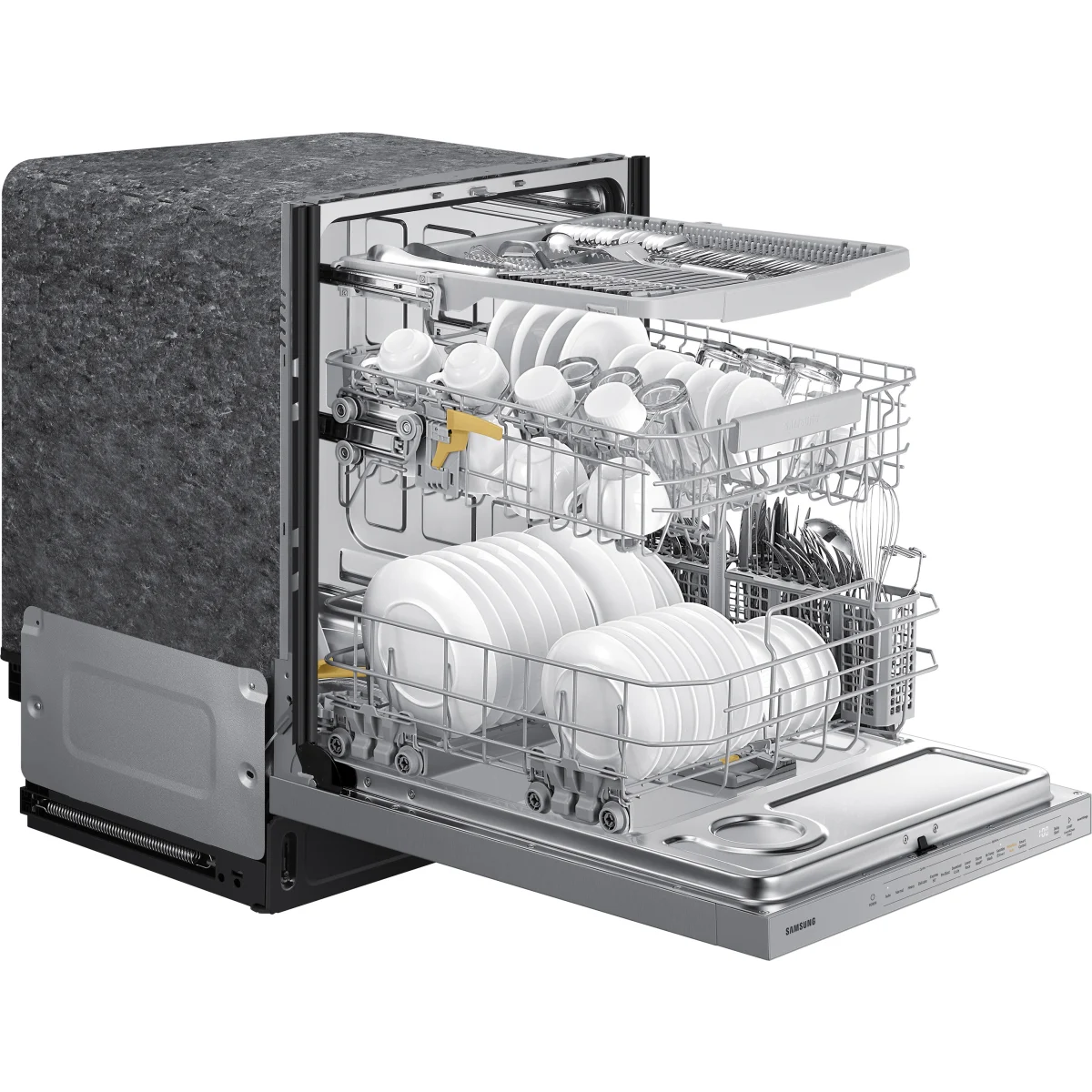 Samsung - DW80B7070US - 24 Inch Fully Integrated Smart Dishwasher with 15 Place Settings, StormWash+, Whisper Quiet 42dBA, Smart Dry, AutoRelease™ Door, FlexLoad™ Rack System, Wi-Fi Connectivity,