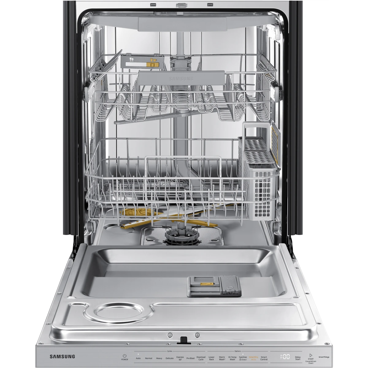 Samsung - DW80B7070US - 24 Inch Fully Integrated Smart Dishwasher with 15 Place Settings, StormWash+, Whisper Quiet 42dBA, Smart Dry, AutoRelease™ Door, FlexLoad™ Rack System, Wi-Fi Connectivity,