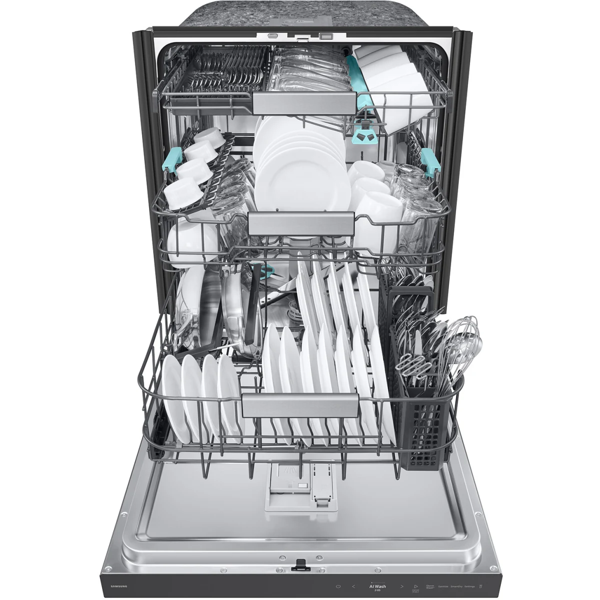 Samsung - DW90F89P0USR - 24 Inch Fully Integrated Smart Dishwasher with 16 Place Settings Capacity, 38 dBA, 10 Wash Cycles, 7 Wash Options, StormWash+™, Express 60 Cycle, AutoRelease™ Door, Leak Sensor, Child Lock, and ENERGY STAR® Certified