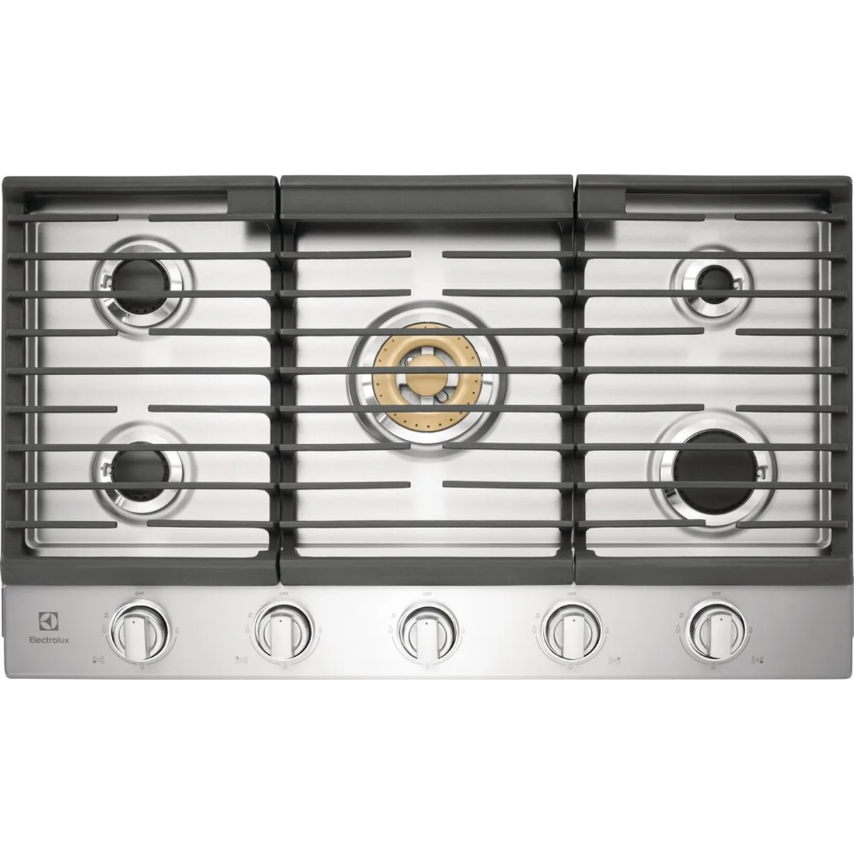 Electrolux - ECCG3668AS - 36 Inch Gas Cooktop with 5 Sealed Burners, Continuous Cast Iron Grates, Power Burner, LP Conversion Kit Included, ADA Compliant, and CSA Listed