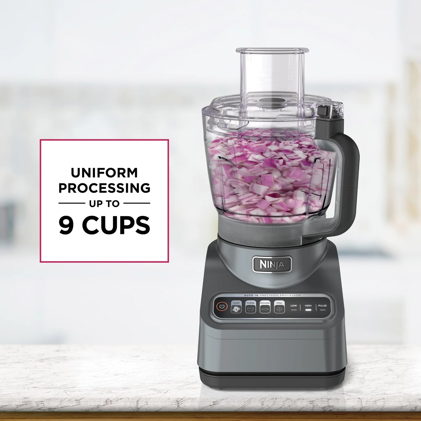 Ninja Professional - 9 Cup Food Processor, 1000 Watts, Auto-iQ 4 Presets, BN601 Silver