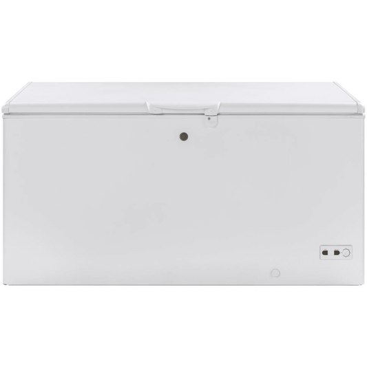 GE - FCM16SLWW - 65 Inch Manual Defrost Garage Ready Chest Freezer with 15.7 Cu. Ft. Capacity, Hi Temp Indicator, 2 Bulk Storage Baskets, Interior LED, and Lock with Key