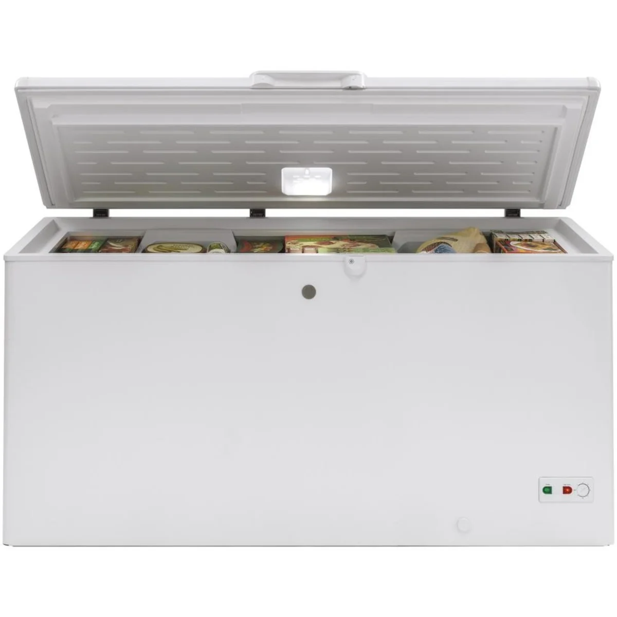 GE - FCM16SLWW - 65 Inch Manual Defrost Garage Ready Chest Freezer with 15.7 Cu. Ft. Capacity, Hi Temp Indicator, 2 Bulk Storage Baskets, Interior LED, and Lock with Key