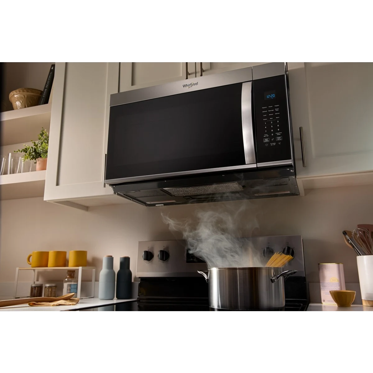 Whirlpool - WMMS3330RZ - 1.9 cu. ft. Over-the-Range Microwave Oven with 1,000 Watts, 3-Speed 300 CFM Venting System, Sensor Cook, Glass Turntable, and Cooktop Lighting: Fingerprint Resistant Stainless Steel