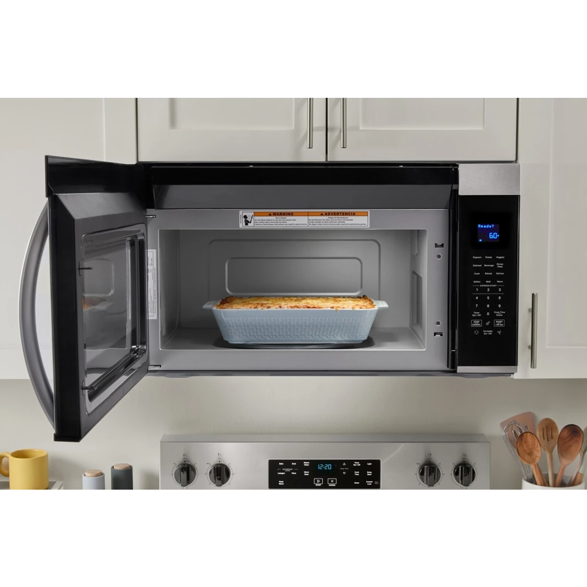 Whirlpool - WMMS3330RZ - 1.9 cu. ft. Over-the-Range Microwave Oven with 1,000 Watts, 3-Speed 300 CFM Venting System, Sensor Cook, Glass Turntable, and Cooktop Lighting: Fingerprint Resistant Stainless Steel