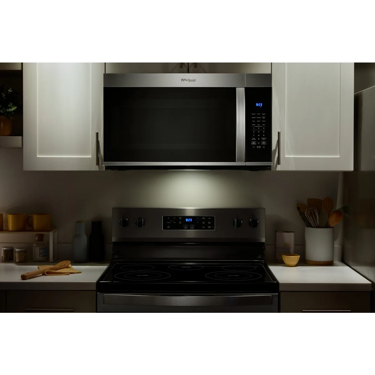 Whirlpool - WMMS3330RZ - 1.9 cu. ft. Over-the-Range Microwave Oven with 1,000 Watts, 3-Speed 300 CFM Venting System, Sensor Cook, Glass Turntable, and Cooktop Lighting: Fingerprint Resistant Stainless Steel
