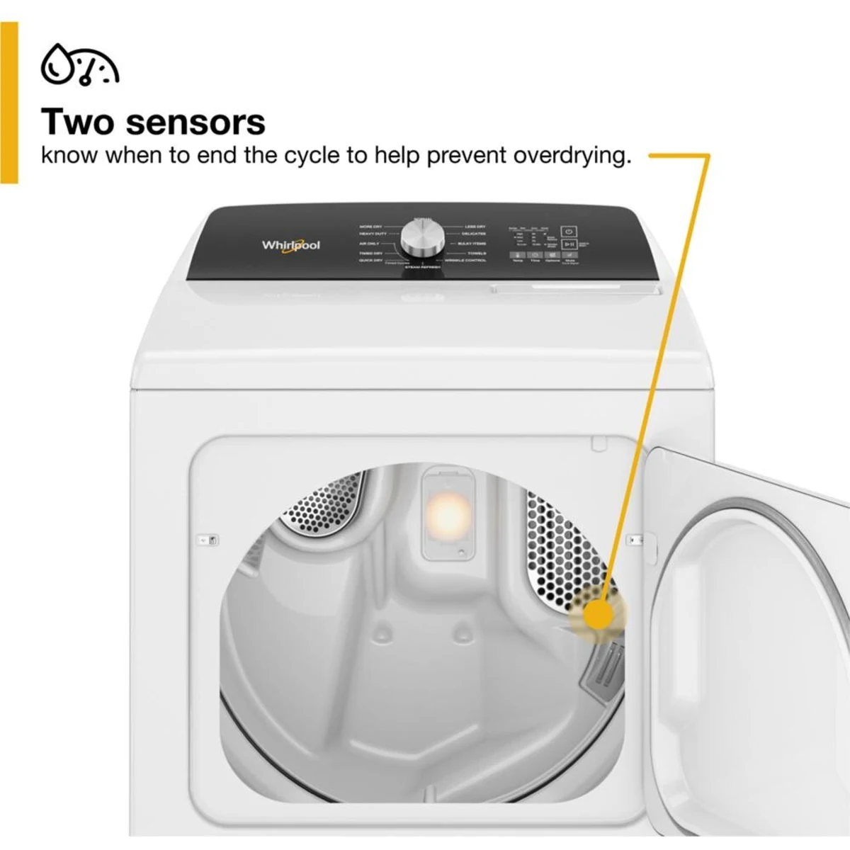 Whirlpool - WGD5050LW - 29 Inch Gas Dryer with 7.0 cu. ft. Capacity, Interior Drum Light, 12 Dryer Programs, Moisture Sensing, Steam Refresh Cycle, Timed Dry, Wrinkle Shield™ Option, Air Dry, Quick Dry, Static Reduce Option, and End of Cycle Signal
