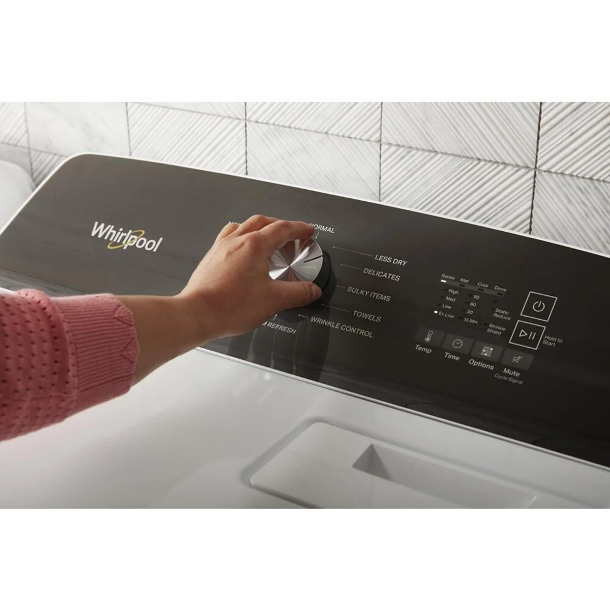 Whirlpool - WGD5050LW - 29 Inch Gas Dryer with 7.0 cu. ft. Capacity, Interior Drum Light, 12 Dryer Programs, Moisture Sensing, Steam Refresh Cycle, Timed Dry, Wrinkle Shield™ Option, Air Dry, Quick Dry, Static Reduce Option, and End of Cycle Signal