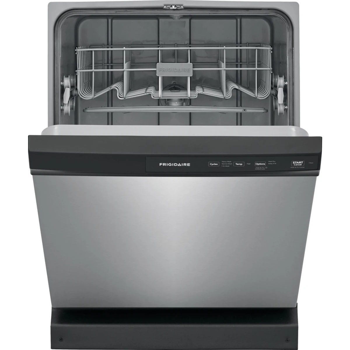 Frigidaire - FFCD2413US - 24 Inch Full Console Dishwasher with 14 Place Setting Capacity, 3 Wash Cycles, 60 dBA Silence Rating, Stay-Put Door, Heated Dry, Delay Start
