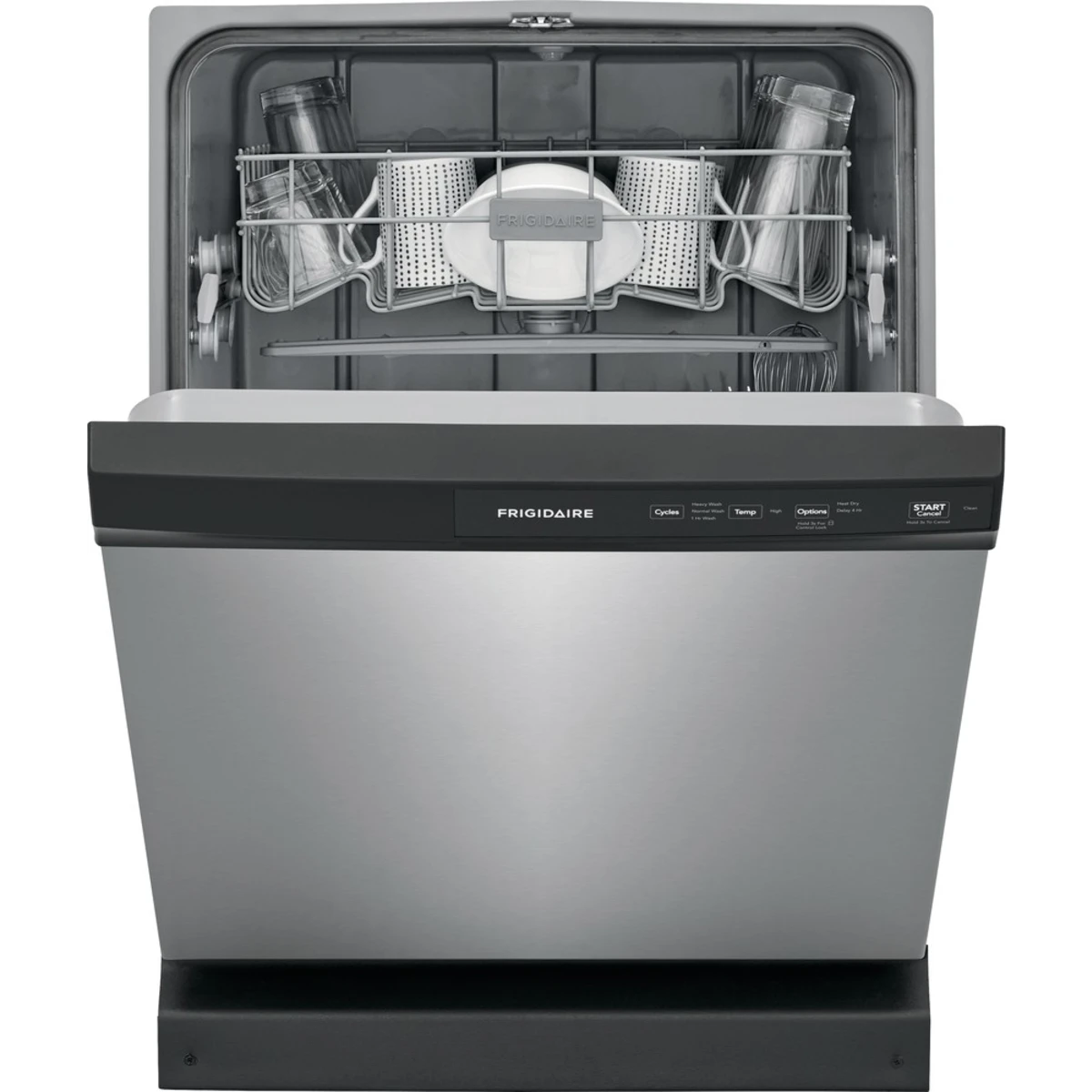 Frigidaire - FFCD2413US - 24 Inch Full Console Dishwasher with 14 Place Setting Capacity, 3 Wash Cycles, 60 dBA Silence Rating, Stay-Put Door, Heated Dry, Delay Start