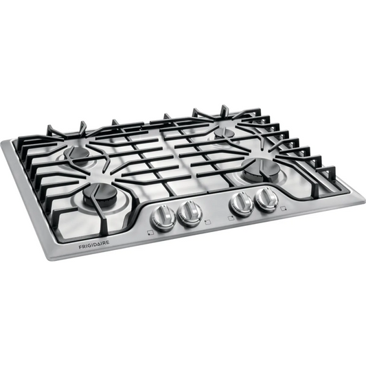 Frigidaire - FFGC3026SS - 30 Inch Gas Cooktop with 4 Sealed Burners, Continuous Grates, Low Simmer Burner, Control Knobs, Electronic Ignition, Liquid Propane Conversion and ADA Compliant: Stainless Steel