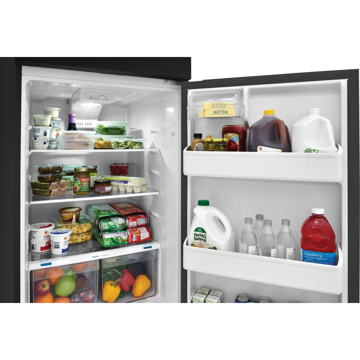 Frigidaire - FFHT1822UB - 28 Inch Top Freezer Refrigerator with 17.6 Cu. Ft. Total Capacity, Adjustable Glass Shelves, Humidity-Controlled Crispers, Gallon Bins, LED Lighting