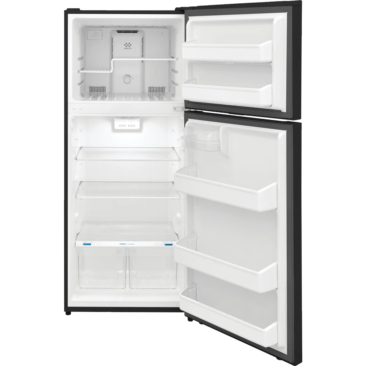 Frigidaire - FFHT1822UB - 28 Inch Top Freezer Refrigerator with 17.6 Cu. Ft. Total Capacity, Adjustable Glass Shelves, Humidity-Controlled Crispers, Gallon Bins, LED Lighting
